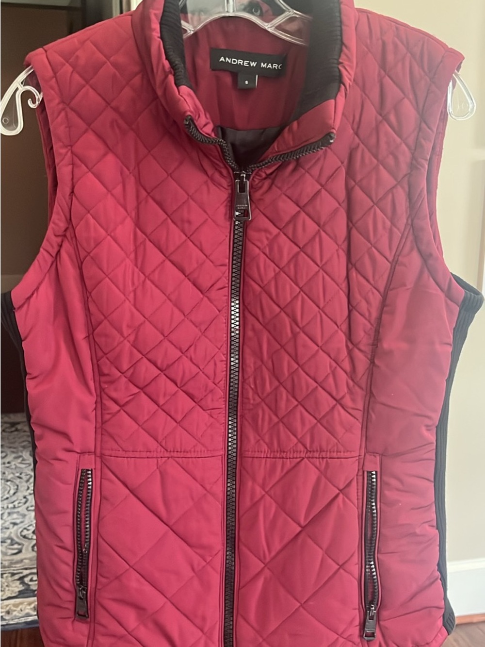 Andrew Marc Quilted Sleeveless Vest in Red